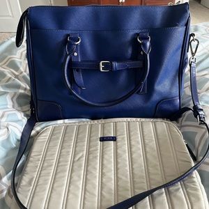 Tumi Colbalt Blue Leather Laptop Tote Shoulder Bag + Laptop Sleeve